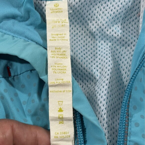 Women Lululemon Windbreaker Track Running Jacket Blue Zip Pocket Sz 6 Flaw - Picture 10 of 16